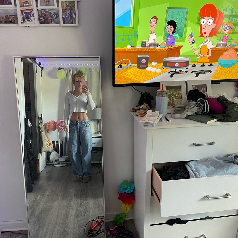 White Crop Top and Blue Jeans